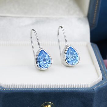 Aquamarine Blue Droplet Drop Hook Earrings, 2 of 11