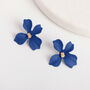 Navy Blue Hand Painted Flower Stud Earrings, thumbnail 1 of 3