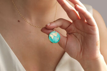 World Map Personalised Atlas Planet Earth Locket, 6 of 10
