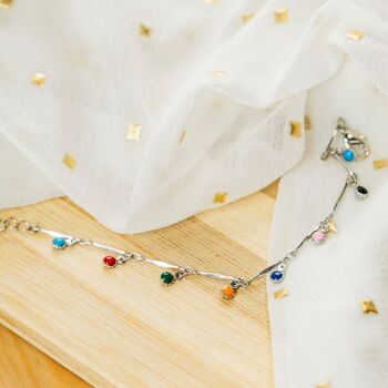 Gold And Silver Plated Colourful Dangle Dainty Anklet, 4 of 4