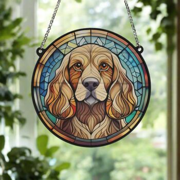 Cocker Spaniel Golden Stained Glass Effect Suncatcher, 5 of 6