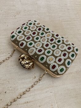 Liyana Handcrafted Multicoloured Beaded Clutch, 5 of 6