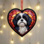 Shih Tzu Stained Glass Effect Heart Suncatcher, thumbnail 3 of 7