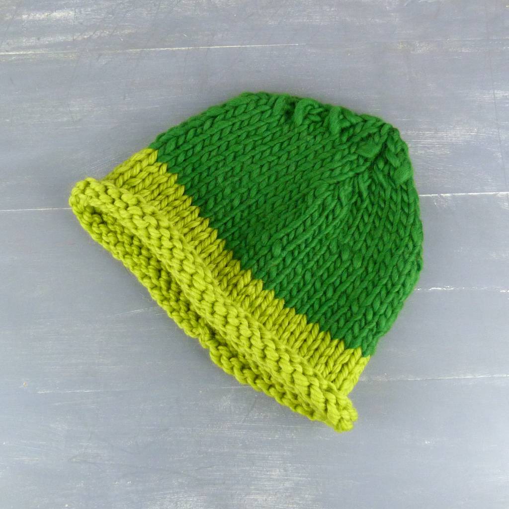 Mens Colour Block Beanie Hat Greens By Moaning Minnie