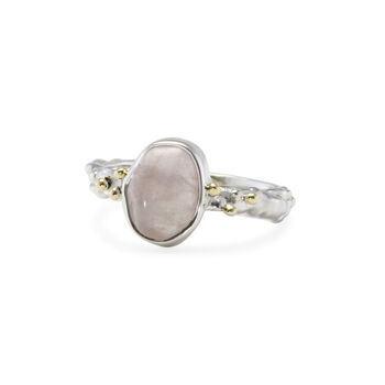 Molten Sterling Silver Rose Quartz Ring, 4 of 5