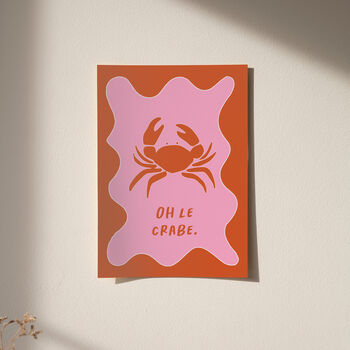 Illustrated Crab, Shell And Oyster Set Of Three Kitchen Prints, 6 of 6