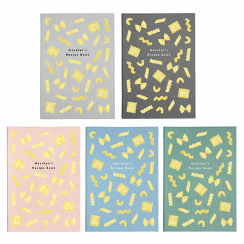 Personalised Pasta Pattern A5 Cloth Bound Notebook, 2 of 8