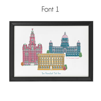 Personalised Liverpool Skyline Print, Three Graces, 3 of 6
