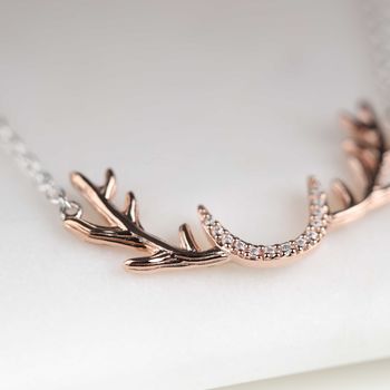 Sterling Silver Stag Antler Necklace, 3 of 6