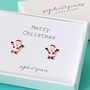 Sterling Silver Jolly Santa Christmas Earrings, thumbnail 1 of 3