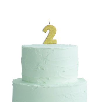 Gold Glitter Number Two Birthday Cake Candle, 2 of 2