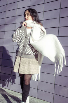 White Colour Block Warm Wrap Scarf, 2 of 10