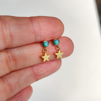 Turquoise Star Stud Earrings, 2 of 3