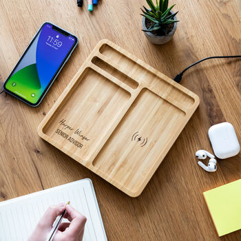 Personalised Desk Tidy Wireless Charger New Job Gift, 3 of 6