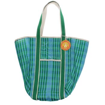 Blue And Green Recycled Woven Striped Tote Bag, 3 of 4