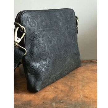 Elsie Bag Black Leather, Floral, 4 of 6