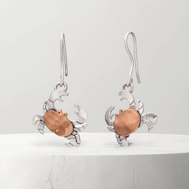 Sterling silver clearance crab earrings