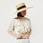 Paloma Wide Straw Boater Ribbon Tie Hat, thumbnail 2 of 3