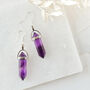 925 Sterling Silver Amethyst Crystal Point Earrings, thumbnail 1 of 5