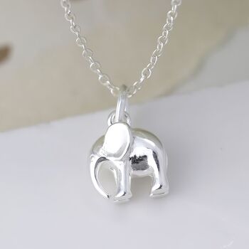Tiny Sterling Silver Elephant Necklace, 2 of 12