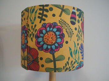 Large Bright Flowers Yellow Lampshade, 3 of 4