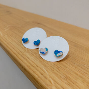 Blue Leather Heart Earrings, 5 of 5