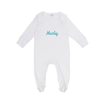 Personalised Organic Name Sleep Suit White, 2 of 5