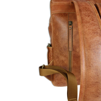 'Kingsley' Men's Leather Laptop Backpack In Tan, 11 of 12