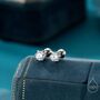 Sterling Silver Brilliant Cut 4mm Cz Barbell Earrings, thumbnail 1 of 10
