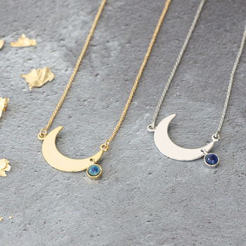 Crescent Moon Necklace With Mood Stone, 5 of 10