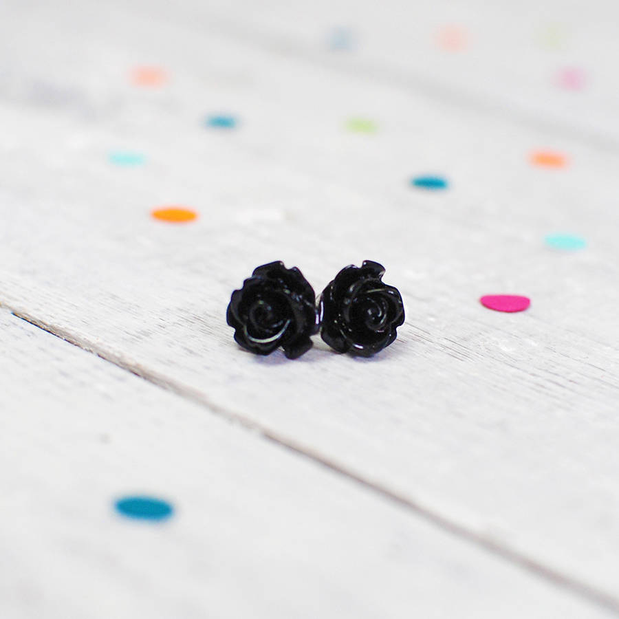 Rose Flower Earrings Brights By Silly Loaf