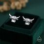 Sterling Silver Delicate Highland Cow Stud Earrings, thumbnail 3 of 11