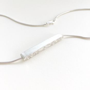 Embossed Silver Bar Necklace, 5 of 12
