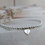 Sterling Silver Personalised Love Heart Charm Stretch Bead Anklet, thumbnail 8 of 9