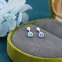 Tiny Aquamarine Blue Cz Barbell Earrings, thumbnail 5 of 9
