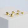 Gold Colour Sterling Silver Screw Ball Back Stud Earrings, thumbnail 1 of 5