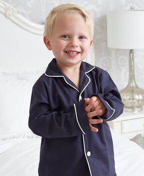 Personalised Dad And Child Navy Cotton Pyjama Set, 3 of 8