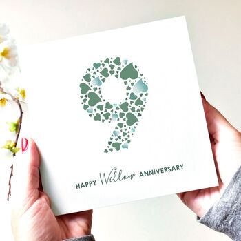 Love Hearts Willow 9th Anniversary Card, 2 of 2