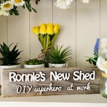 Personalised Dad's Shed Diy Reclaimed Wooden Sign, 2 of 4