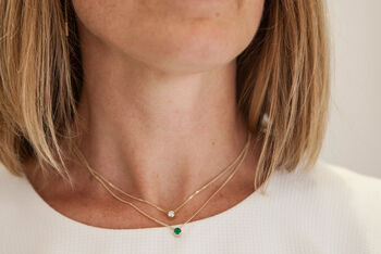 Daisy Nine Carat Gold Elphaba Emerald Necklace, 2 of 6