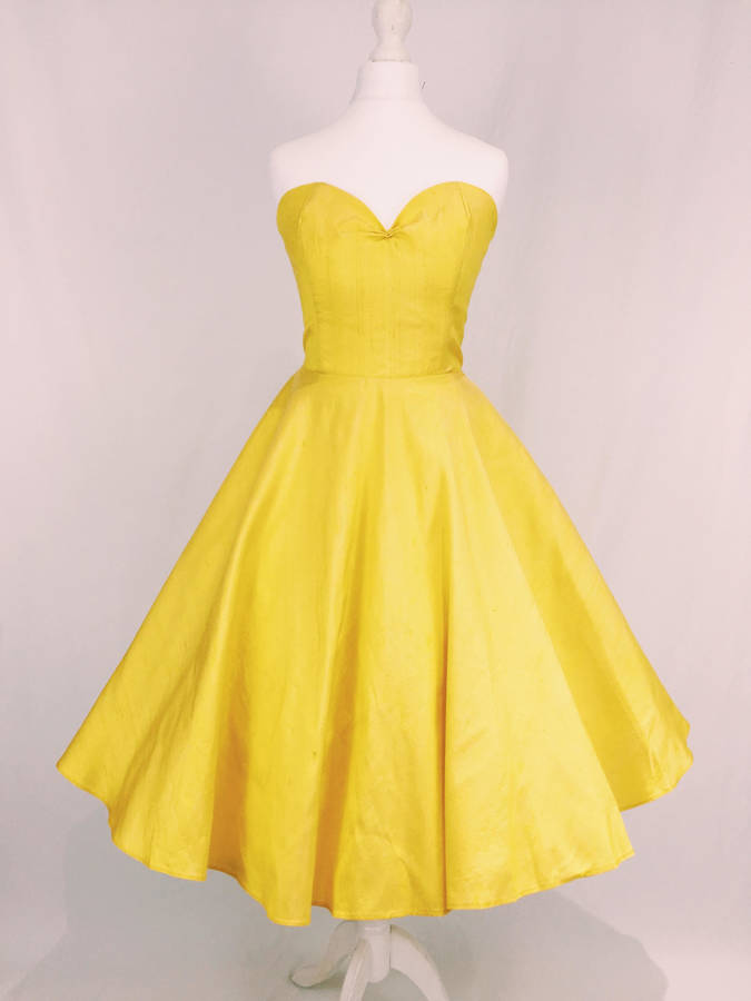 sunshine yellow raw silk 50's dress by oh my honey | notonthehighstreet.com