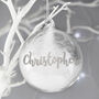 Personalised Silver Glitter Feather Glass Bauble, thumbnail 2 of 4