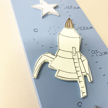 Personalised Jade Rockets Wooden Height Chart, 4 of 10