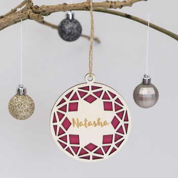 Personalised Wooden Paper Cut Christmas Bauble, 2 of 4