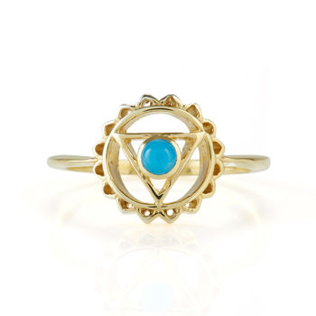 Throat Chakra Turquoise Ring Silver Or Gold Plated, 6 of 10