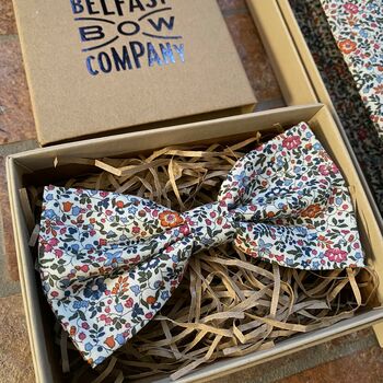 Liberty Bow Tie In Burnt Orange Ditsy Floral, 3 of 3