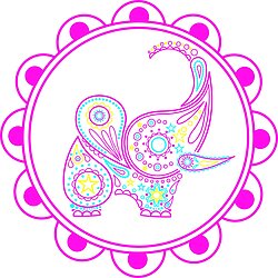 Bombaby Indian elephant logo with scallops and stars