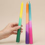 Set Of Three Colourful Dip Dye Taper Candles, thumbnail 2 of 4