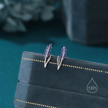 Sterling Silver Extra Tiny Sterling Silver Lavender Stud Earrings, 7 of 12