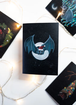 Bat In Santa Hat Christmas Card, 3 of 5